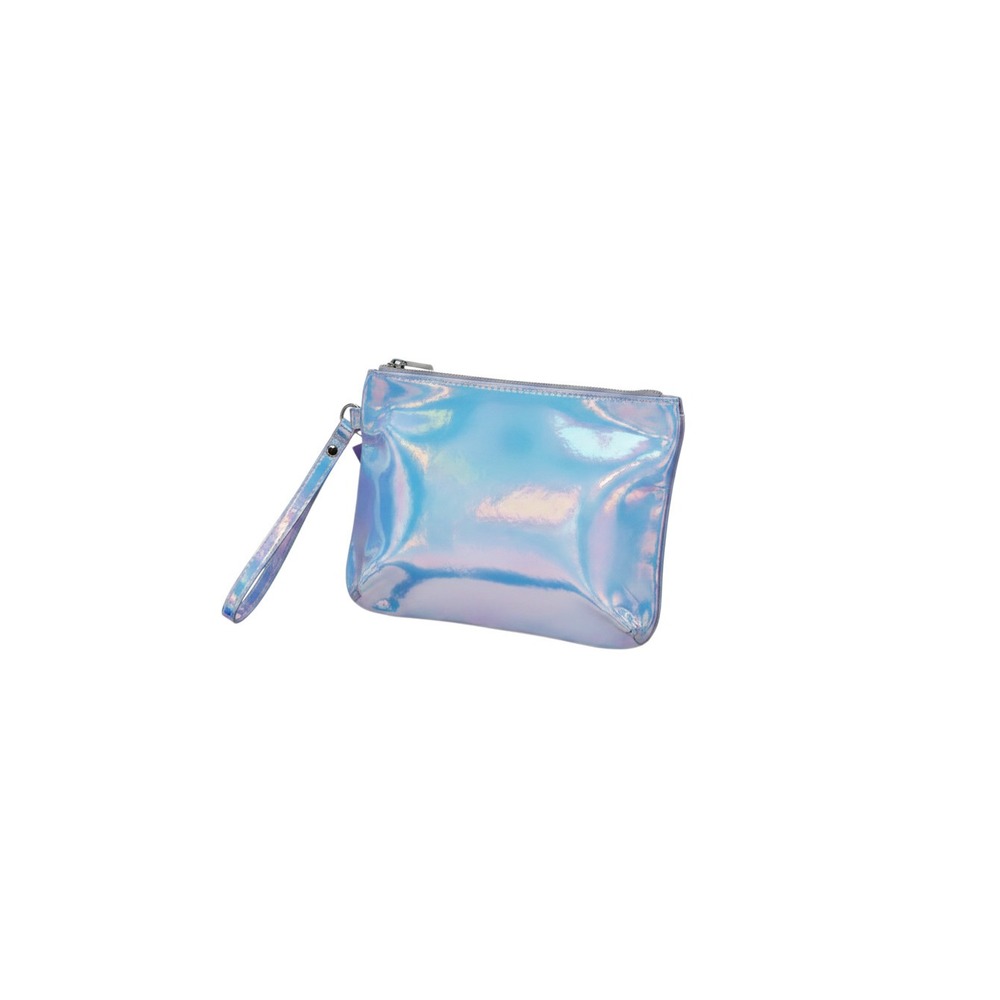 Claire's Wristlet Pouch Girls OS Blue New Holographic Iridescent Zip Clutch